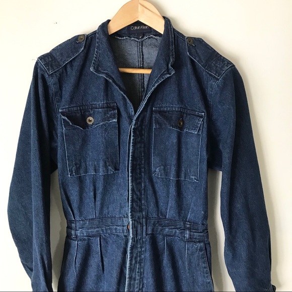Vintage Calvin Klein Denim Jumpsuit Size 6 - Picture 2 of 7